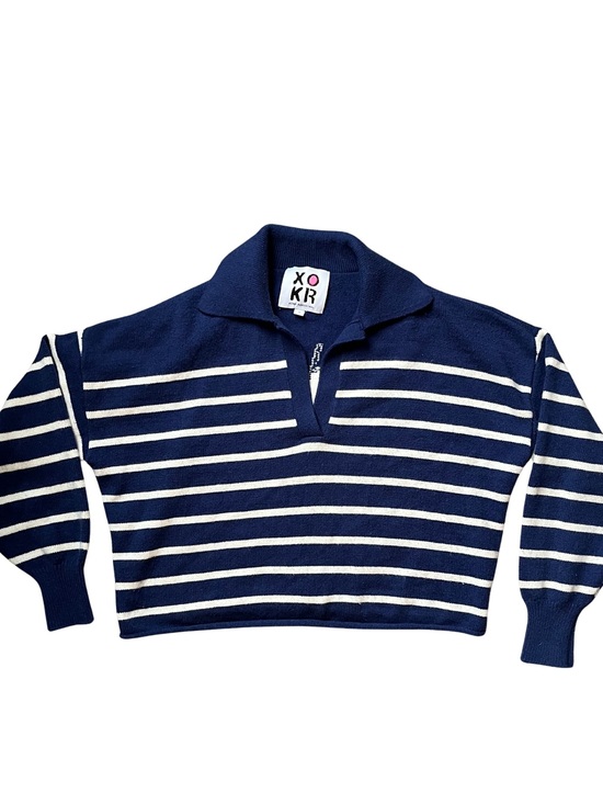 Rosenthal Sweaters - Kerri Rosenthal x Anthropologie Navy and White Striped Collared Sweater | Size S